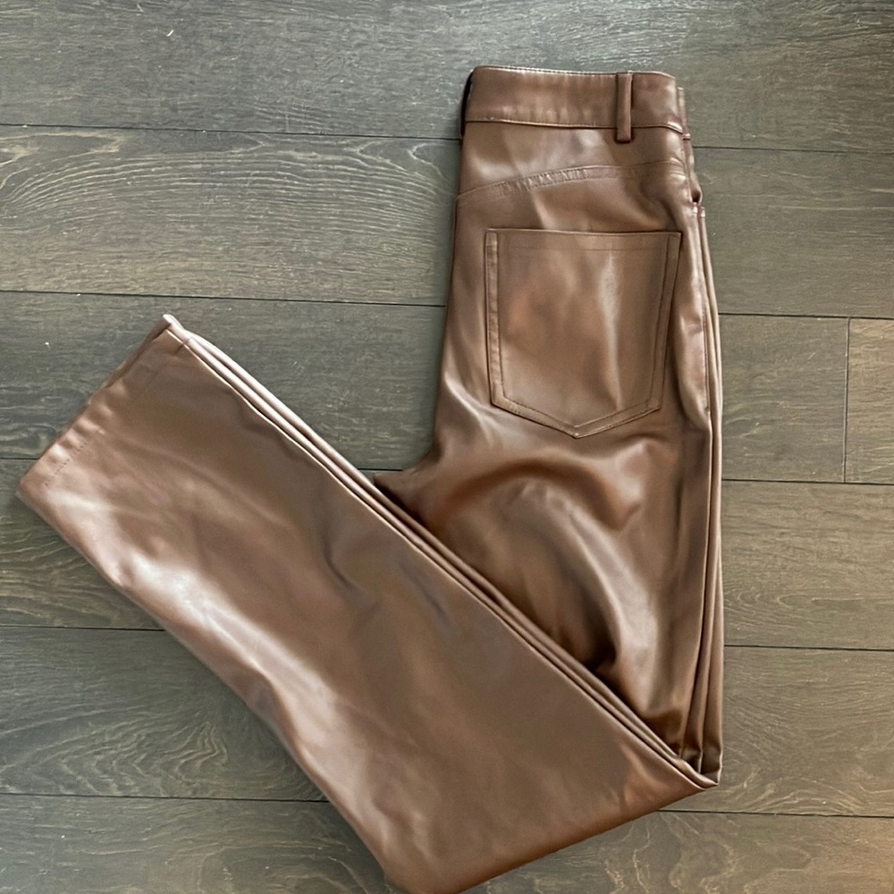 Brown Faux Leather Pants - Picture 2 of 7